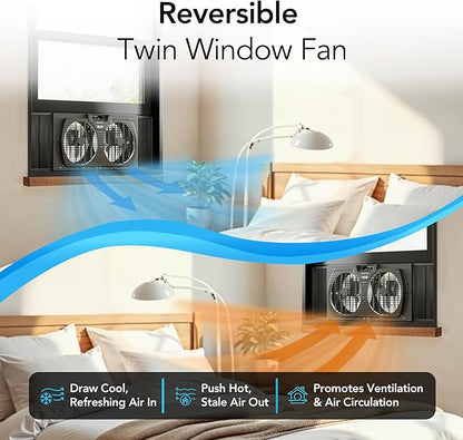 Comfort Zone Window Fan for Bedroom, 9 inch 3 Speed Dual Fans - Image 4