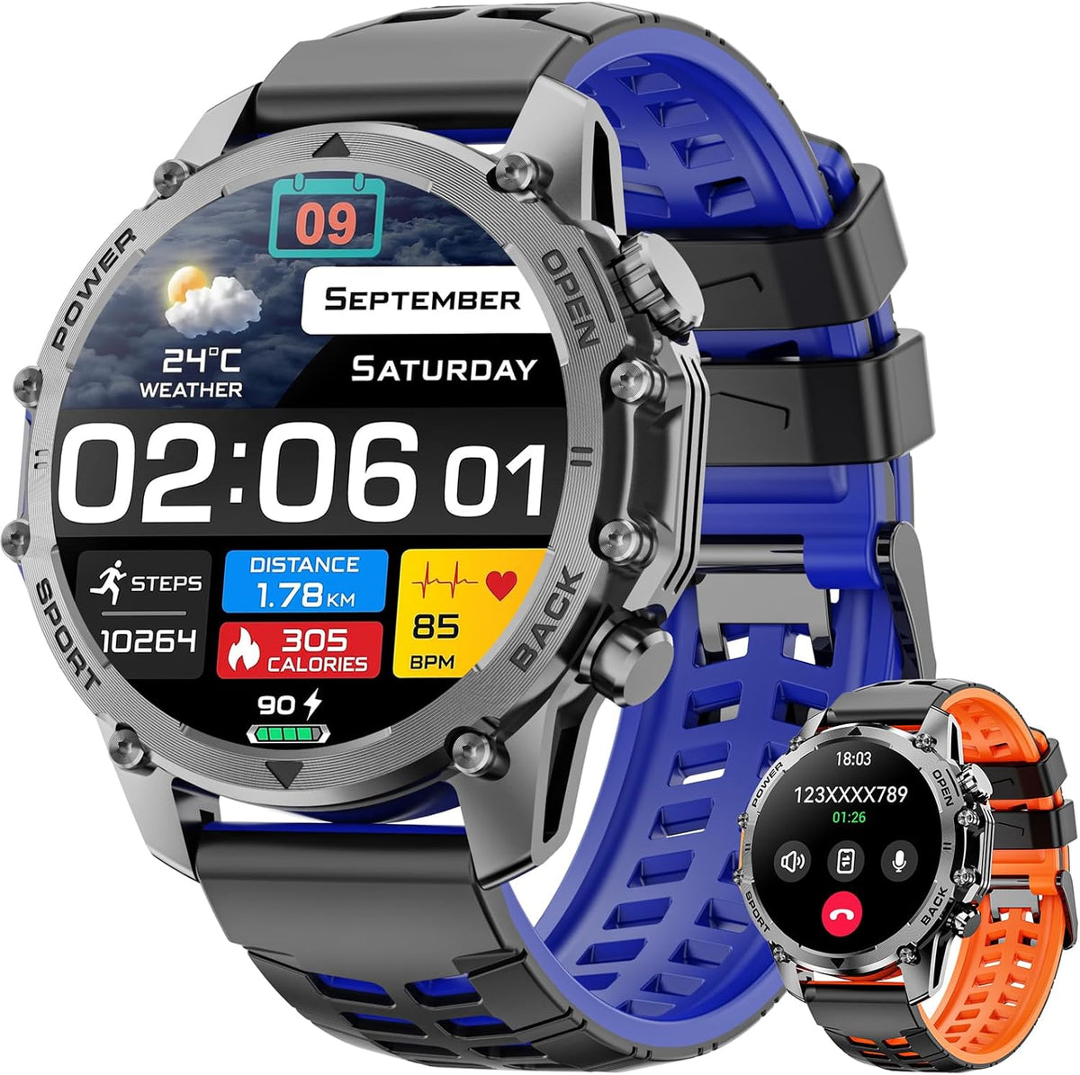 hwagol smart watches for men (call/notification),1.52''hd military smart, main product view