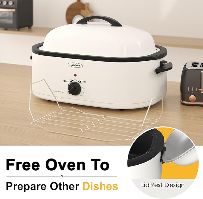 Sunvivi Roaster Oven with Self-Basting Lid, 18 Quart Electric Roaster with - Image 4