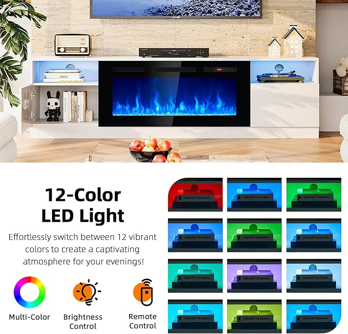 Fireplace TV Stand with 36" Electric Fireplace, Entertainment Center with LED - Image 6