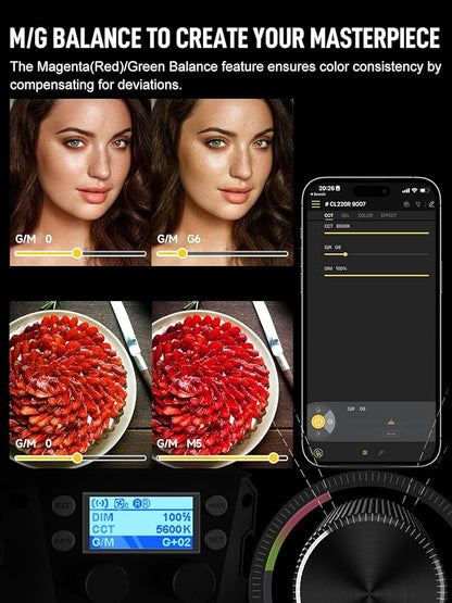 Video Light, COLBOR CL220R RGB 250W Max Continuous Lighting 2700-6500K CRI97+ 31 - Image 4