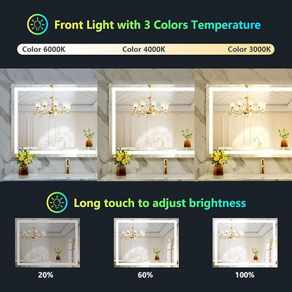 YEELAIT 40x30 Inch RGB LED Bathroom Mirror Front Light and RGB Backlit Lighted - Image 4