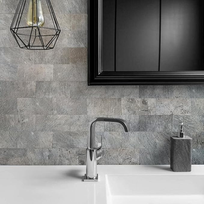 AULIGET 100 Piece Mountain Rock Peel and Stick Backsplash Wall Tiles, Laundry - Image 2