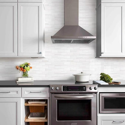 Vamos Tile 4-Piece Glossy Dolomite White Peel and Stick Backsplash Tile - Image 4