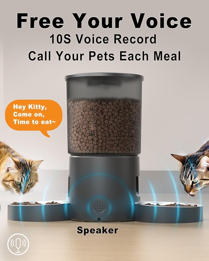 Automatic Cat Feeder for 2 Cats, 4.2L Dual Food Dispenser, Portion Control - Image 6