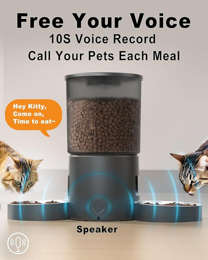 Automatic Cat Feeder for 2 Cats, 4.2L Dual Food Dispenser, Portion Control - Image 6