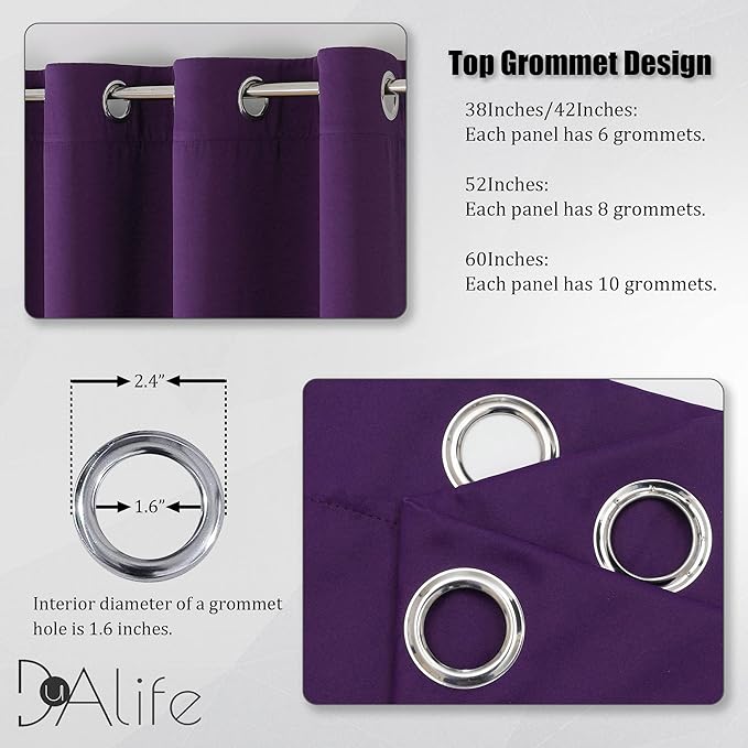 DUALIFE Royal Purple Blackout Curtain Panels - Image 3