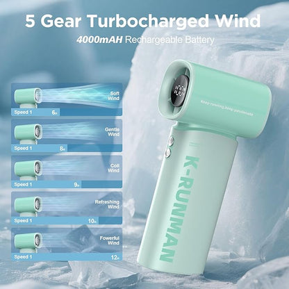K-RUNMAN Portable Handheld Turbo Fan, 100 Speeds Adjustable Mini Personal Fan - Image 3