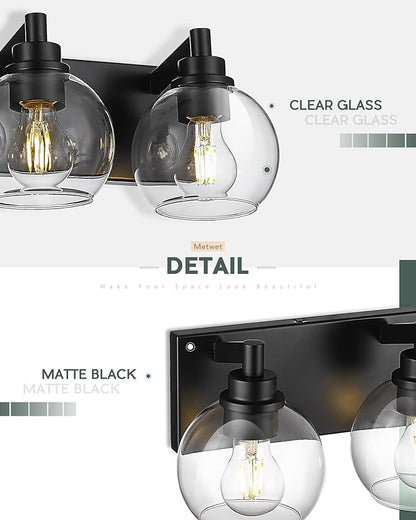 METWET Bathroom Light Fixtures, 4 Light Matte Black Vanity Light, 26 Inch - Image 2