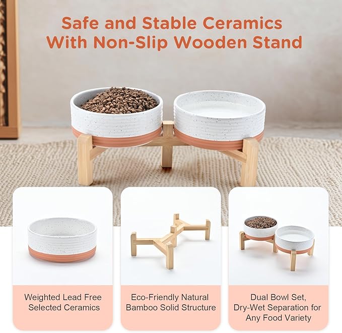 SPUNKYJUNKY Elevated Dog Bowls Ceramic, 5.1'' Dogs and Cat Food Water Bowls - Image 6