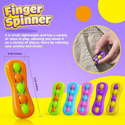 LESONG Fidget Sensory Toys for Kids: 6 Pack Colorful Finger Spinner Toys - Image 7