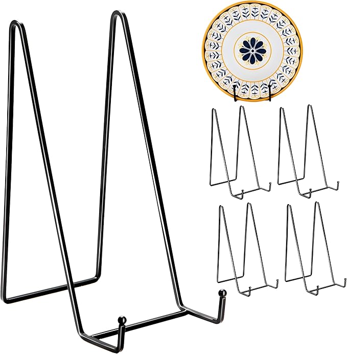 Birity 5PACK 10 Inch Square Black Metal Display Stands Plate Holder Display - Image 8