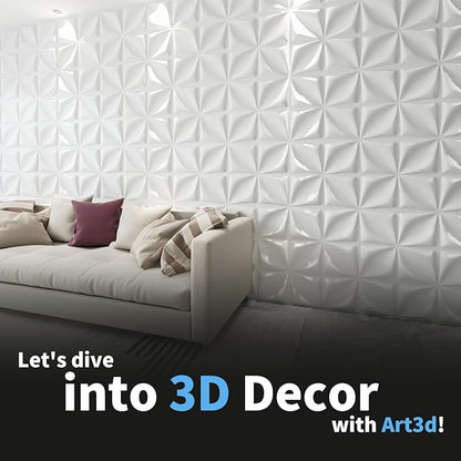 Art3d 19.7" x 19.7" 3D Wall Panels Lucky Leaves PVC Wall Panel - Image 7