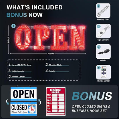 40" x 14" Large LED Open Signs - Image 6