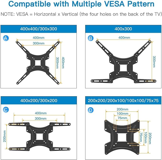 Full Motion TV Wall Mount Bracket Articulating Arms Swivels Tilts Extension - Image 2
