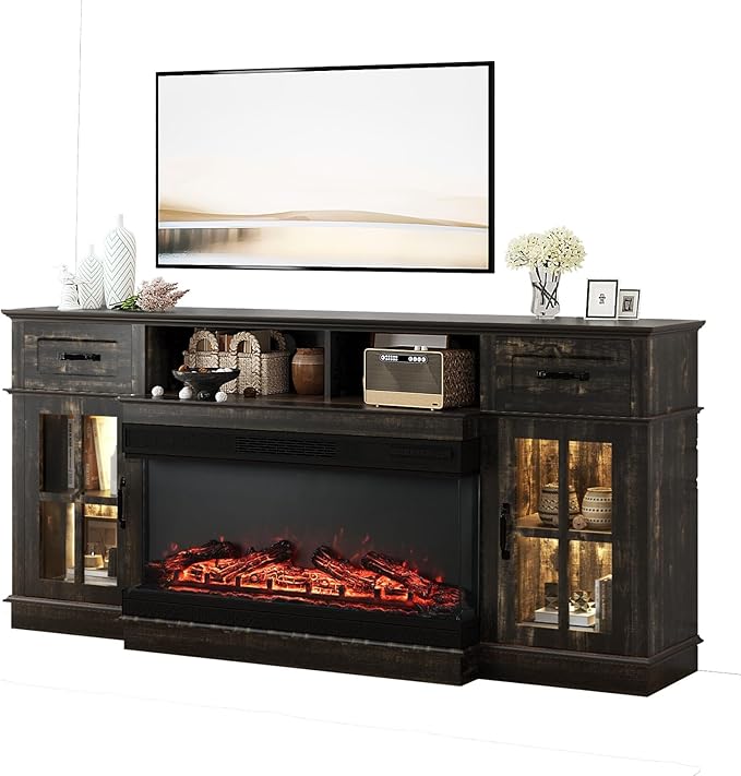 Bonnlo Fireplace TV Stand for Up to 80'' TVs, Electric Fireplace Heater - Image 8