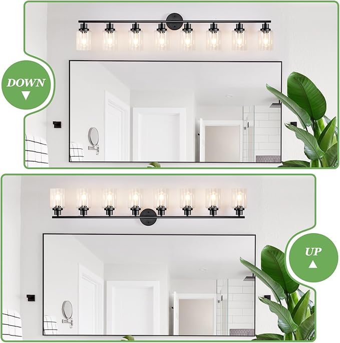 Guliaofo 8-Light Black Vanity Lights, Modern Bathroom Light Fixtures - Image 3