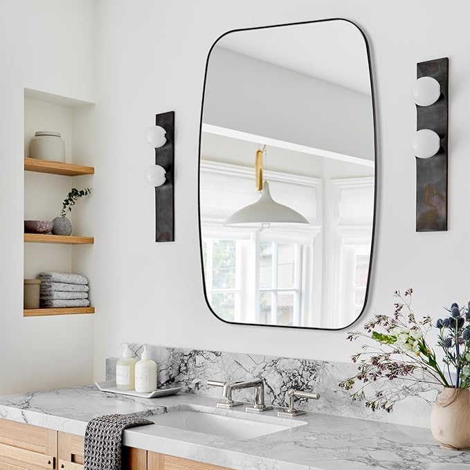 Black Oval Mirror, Oblong Bathrrom Mirror Modern Anti Rust - Image 4