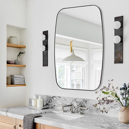 Black Oval Mirror, Oblong Bathrrom Mirror Modern Anti Rust - Image 6