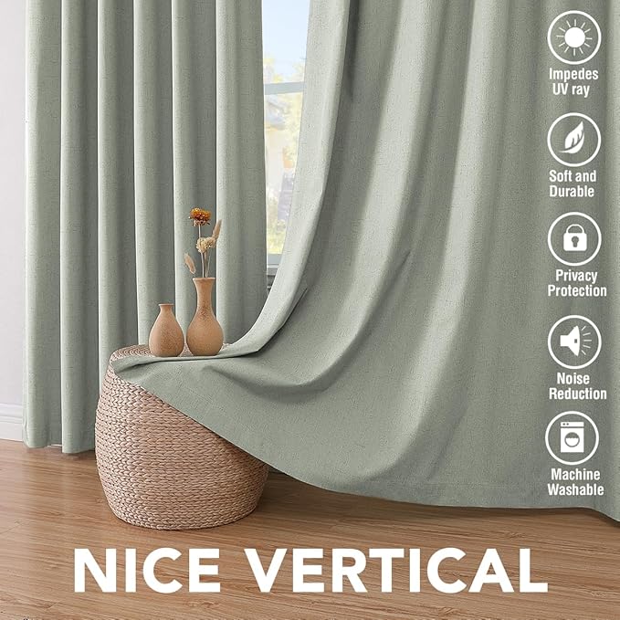 H.VERSAILTEX Primitive Linen Curtains 100% Blackout Curtain Drapes Burlap - Image 7