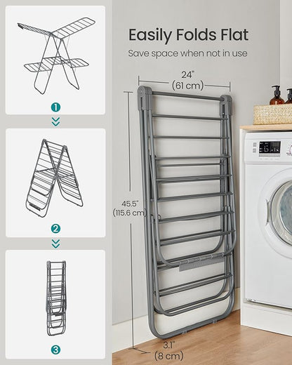 SONGMICS Clothes Drying Rack, Foldable 2-Level Laundry Drying Rack, - Image 6