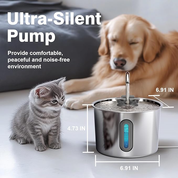 Cat Water Fountain, 74oz/2.2L Cat Fountain - Image 3