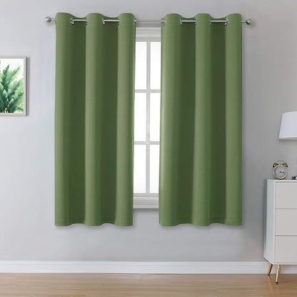 DUALIFE Sage Green Solid Curtains by DUALIFE