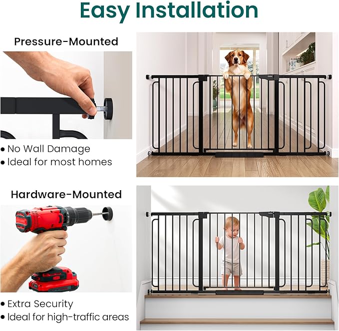 Cumbor Extra Wide Baby Gate, 36.6-69" Walk-Through Dog Gate - Image 6