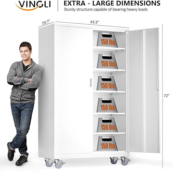 VINGLI Large Metal Storage Cabinet - Image 3