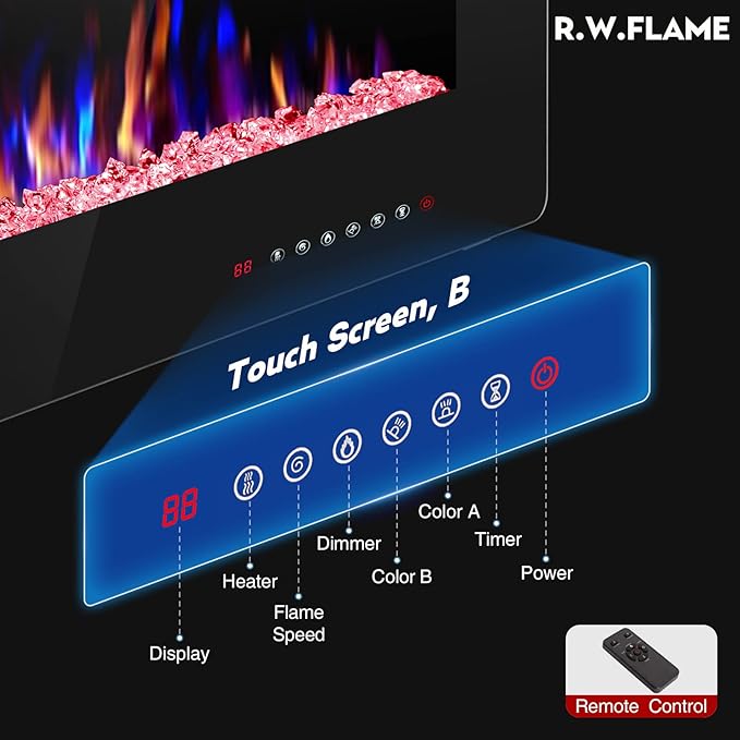 R.W.FLAME 36 inch Recessed and Wall Mounted Electric Fireplace, Ultra Thin ad - Image 2