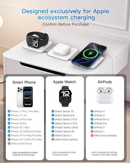 Charging Station for Apple Multiple Devices - 3 in 1 Foldable Magnetic Wireless - Image 4