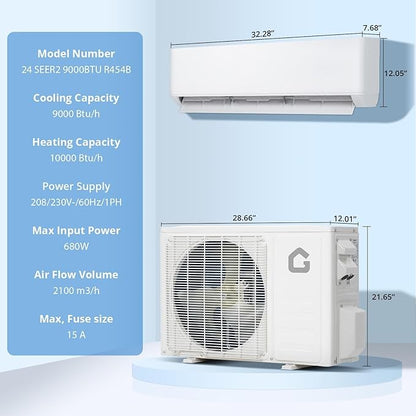 9000 BTU Mini Split Air Conditioner and Heat Pump | 19 SEER2, WiFi & Alexa - Image 3