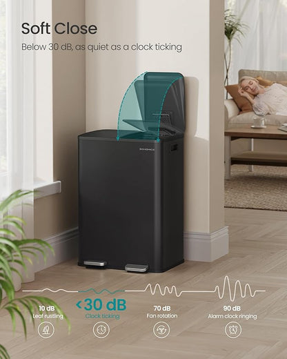 SONGMICS Trash Can, 2 x 8 Gallon Dual-Compartment Garbage Can - Image 4