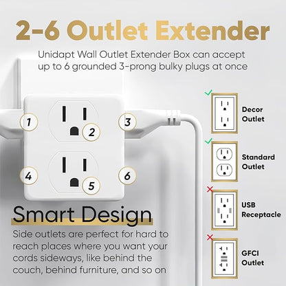 Multi Plug Outlet Splitter, Unidapt Multiple Outlets Extender Adapter - Image 2