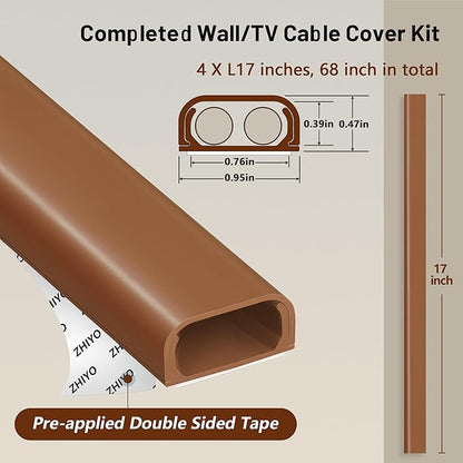 ZhiYo Cable Hider Raceway Kit, 68in Wire Hiders - Image 3