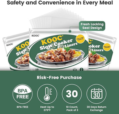 KOOC Slow Cooker Liners 11"x17" 30 count Middle Size Disposable Pot Liners - Image 2