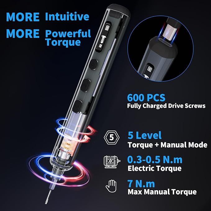 STREBITO Mini Electric Screwdriver Set, 70-in-1 Max Precision Electric - Image 2