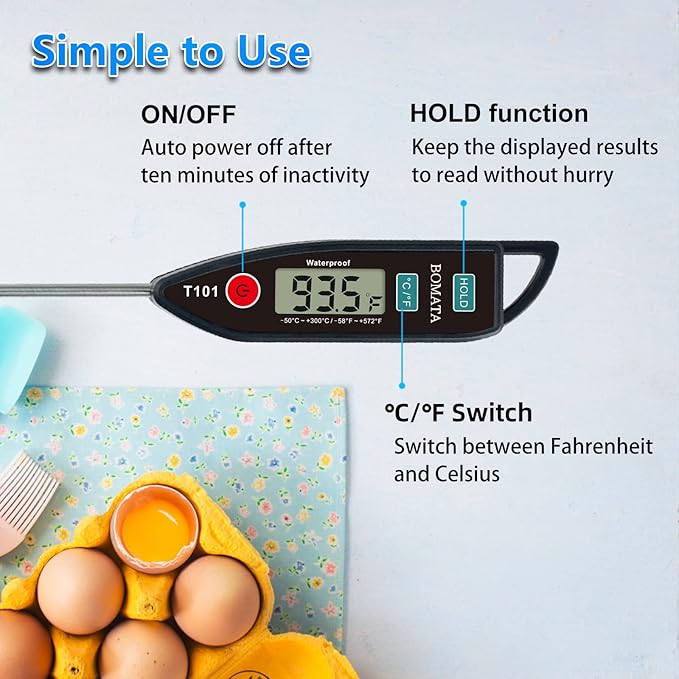 BOMATA 6 Pack Waterproof IPX7 Meat Thermometer Instant Read Food Thermometer - Image 5