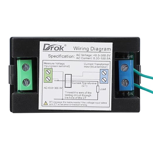 DROK AC Multimeter, AC 40-300V 100A 110V/220V Voltage Current Power Factor - Image 7