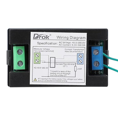 DROK AC Multimeter, AC 40-300V 100A 110V/220V Voltage Current Power Factor - Image 7