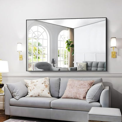 Black Bathroom Mirror for Wall, 60x36 Inch Rectangle Mirrors - Image 2