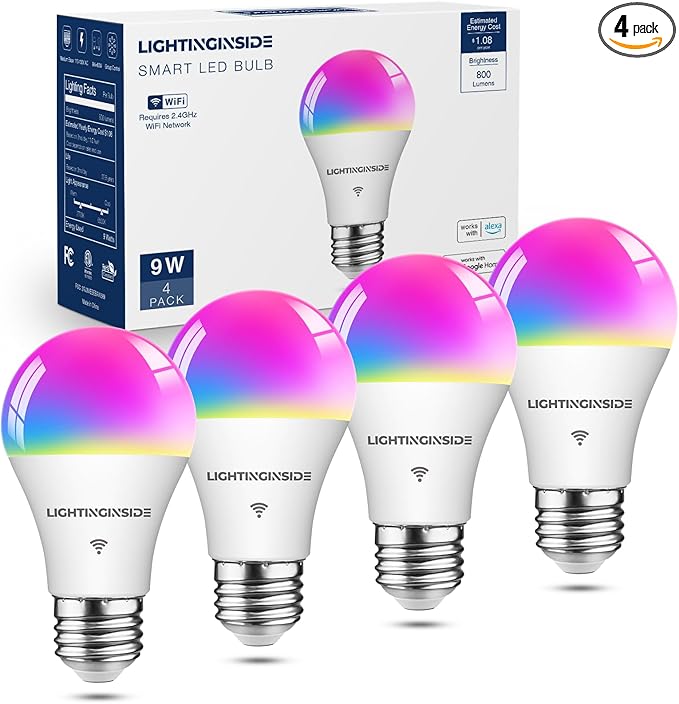 Lightinginside Smart Light Bulbs 60W Equivalent, WiFi Smart Bulb Compatible by Lightinginside
