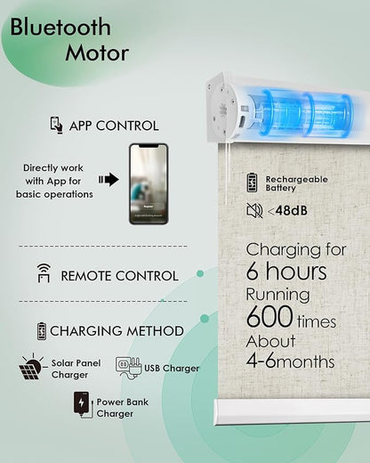 Yoolax Motorized Blinds with Remote, Automatic Roller Shades Cordless Electric - Image 2