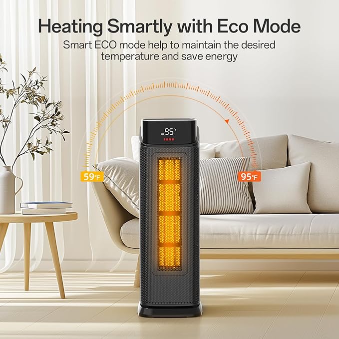 BREEZOME Space Heater Indoor, 1500W PTC Portable Electric Heaters - Image 5