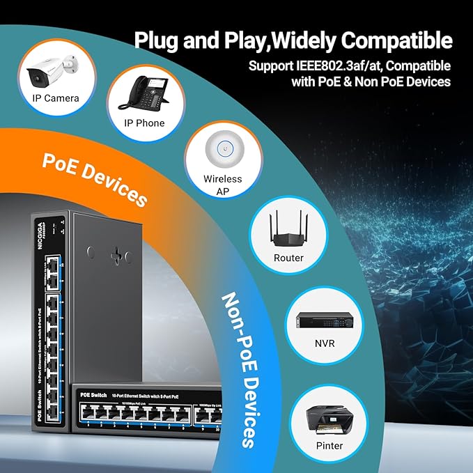 8 Port PoE Switch with 8 Ports 100Mbps PoE+@120W + 2 * Gigabit Uplink Port - Image 5