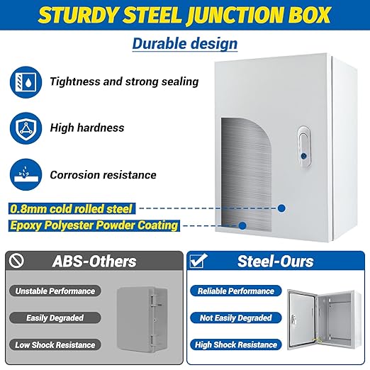 Electrical Box 12 x 10 x 8'' Steel Electrical Junction Box，NEMA 4X Steel - Image 5