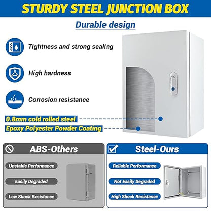 Electrical Box 16 x 12 x 8'' Steel Electrical Junction Box，NEMA 4X Steel - Image 5