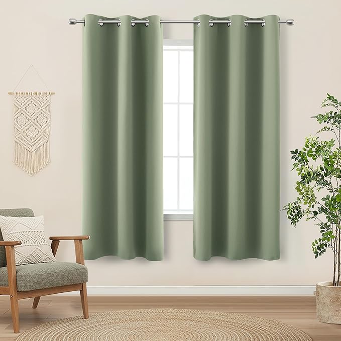 KOUFALL Sage Green Boho Blackout Curtains 72 Inch Length by KOUFALL