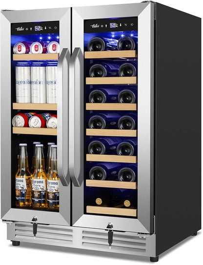 Wine and Beverage Refrigerator Under Counter, 24 Inch Beverage Fridge Dual Zone by Velivi-SpecialistinFridge