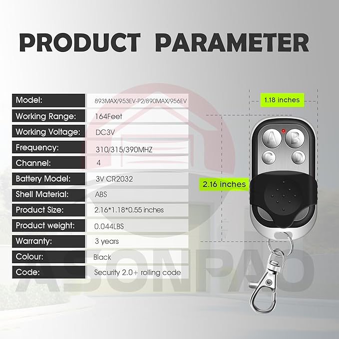 Chamberlain 953EV/EVC Universal Garage Door Opener Remote - Image 8